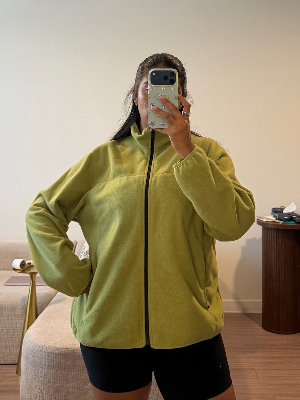 Lands' End Light lime Green Full-Zip Fleece Jacket